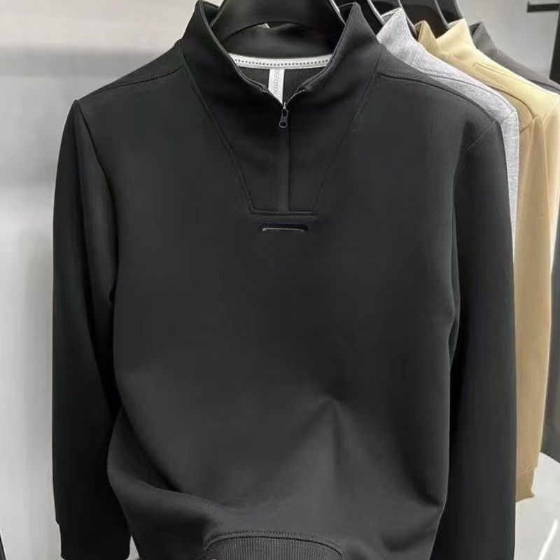 Men's casual high-end explosive half zipper pullover no hat autumn hoodie design sense of new fashion brand loose all match outside wear