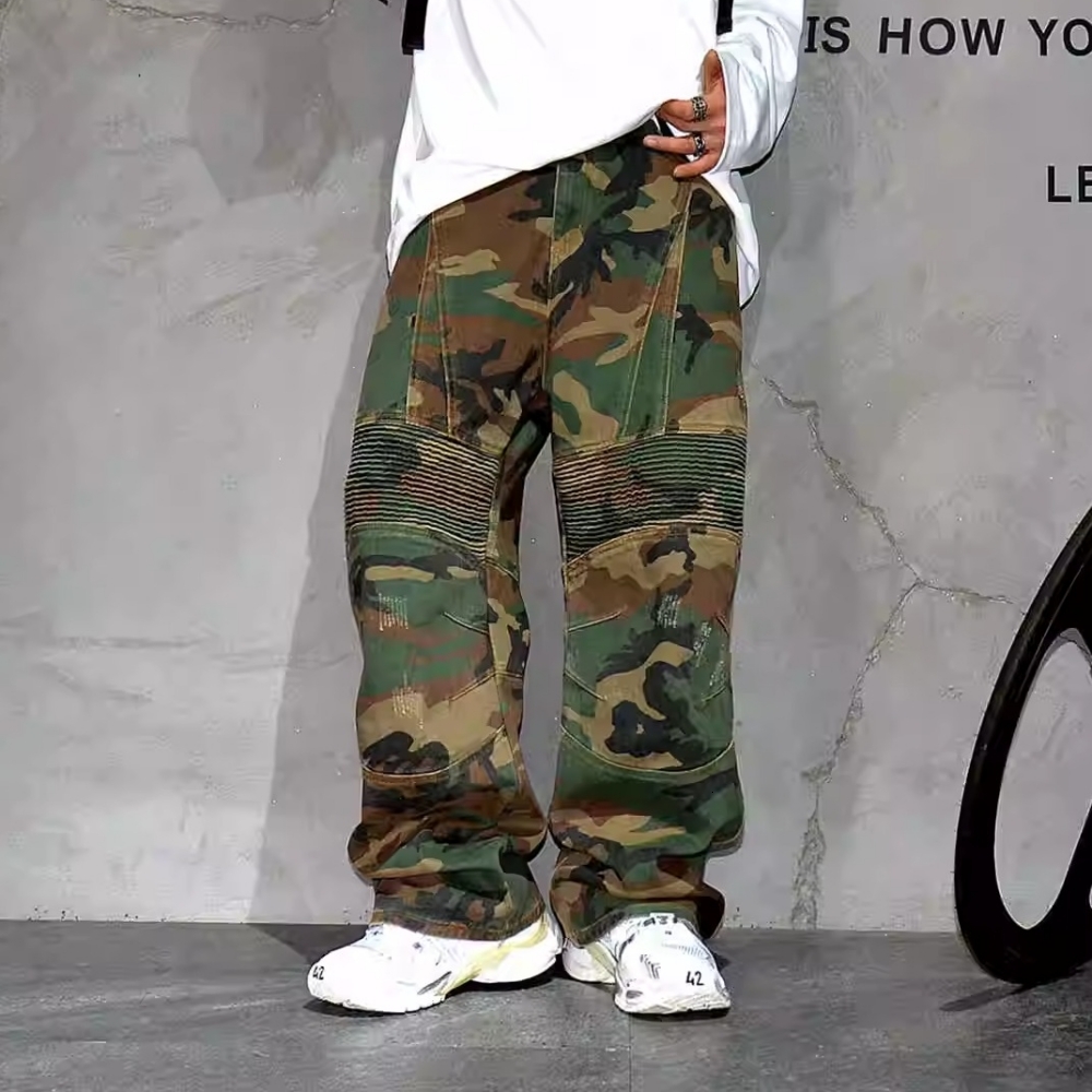 High Quality American Camouflage Cargo For Men Plus Size Straight Leg Tactical Pants Hip Hop Skateboard Trousers Male