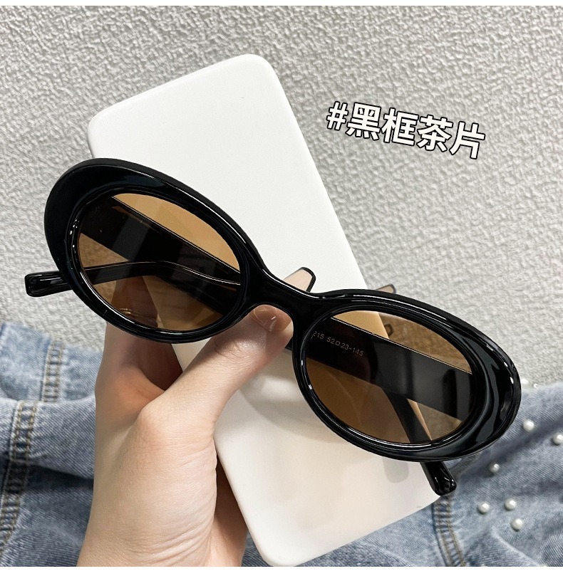 New Minimalist Cat Eye Oval Sunglasses for Both Men and Women Internet Celebrities Same Style Sunglasses for Street Photography Can Be Paired with OZ2