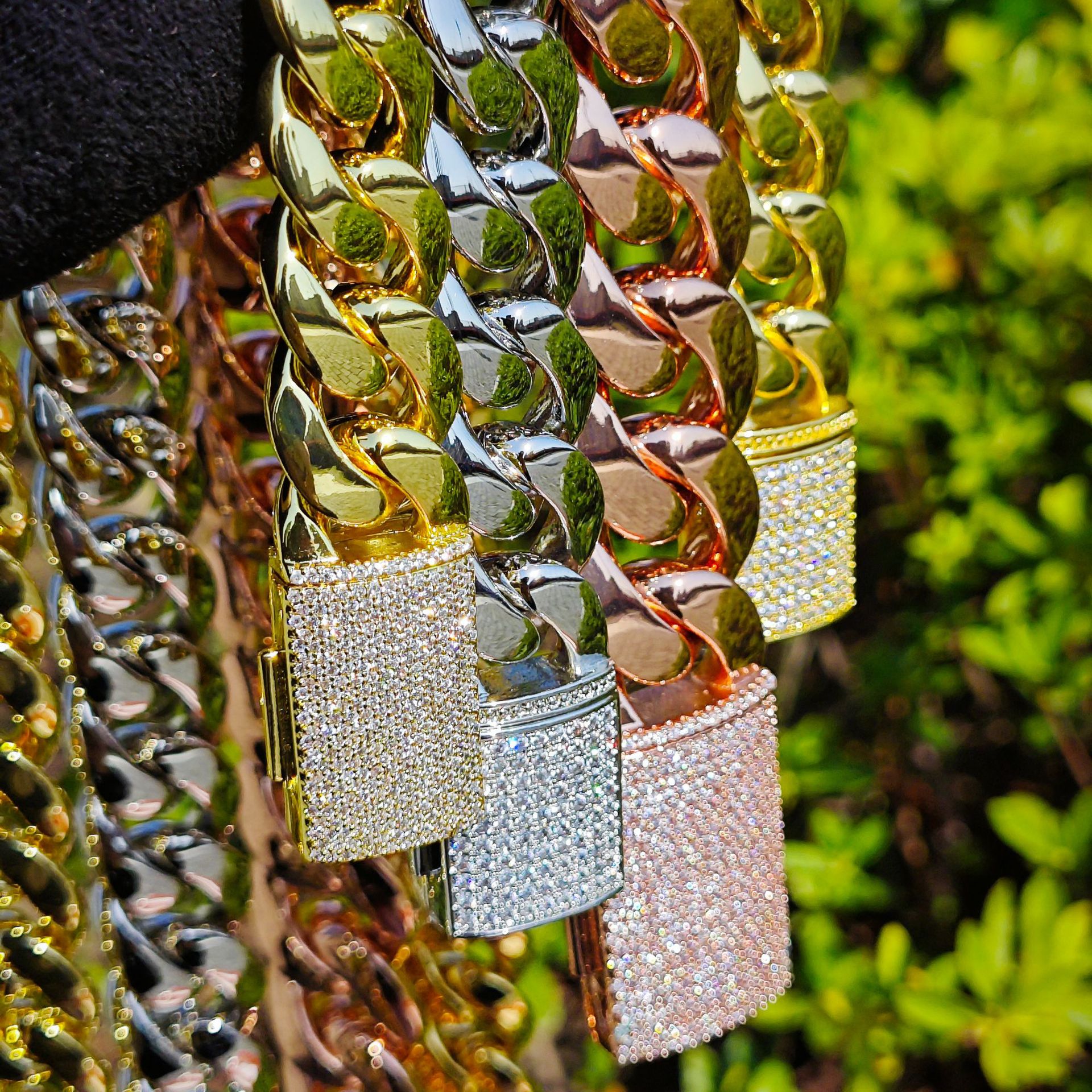 16mm-22mm Hip Hop Shiny Miami Cuban Chain 18K Real Gold Plated CZ Clasp Jewelry