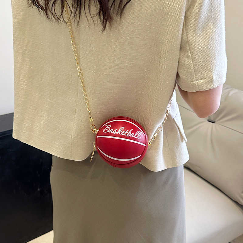CMM Bag Daughter Boys Pu Basketball Coin Purse Single Shoulder Chain Crossbody Bag Summer New Fashion Mini Round Bag