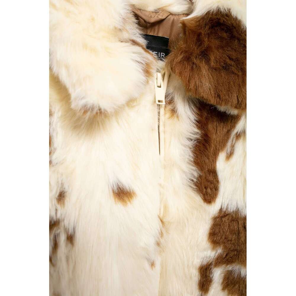TRAFZA Women Shagg Short Lapel Jacket Loose Faux Fur Zipper Spots New 2024 Fall Winter High Street Modern Girl Coat