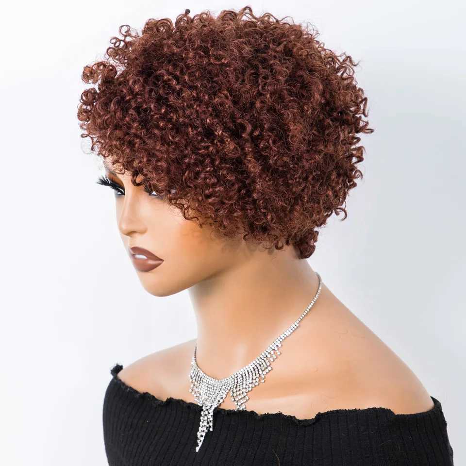 Trueme short twisted curly wig Brazil African twisted curly wig black female reddish brown curly e with bangs cut wig M241028
