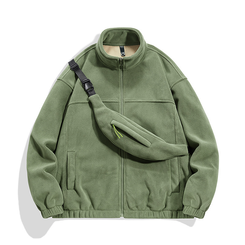 2024 New Designer Winter Plush Warm Cardigan Sweater Solid Color Trendy Wool Thick Collar Jacket Men's Top
