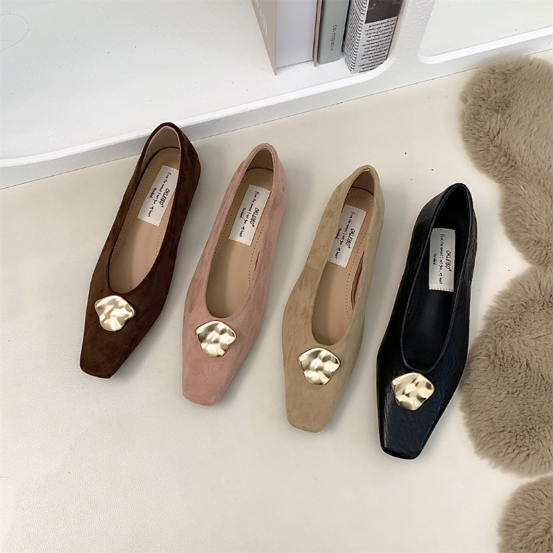 89d1d New Metal Designer flats buckle woman soft pu leather grandma shoes women sneakers solid casual moccasins slip on square toe loafers