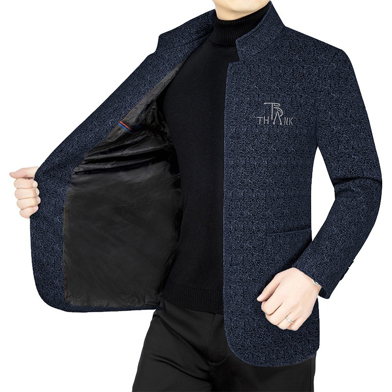 Cotton 2024 autumn and winter new designer series stand collar middle-aged men's wool jacket casual top high-end jacket