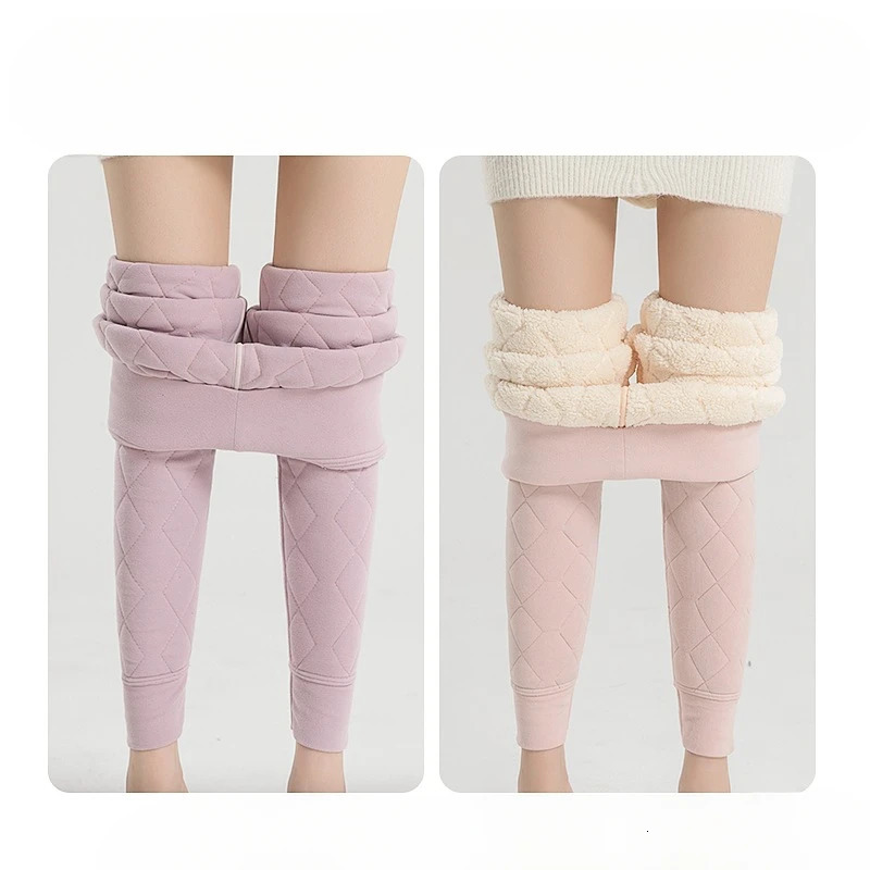 Autumn Winter Womens Solid Thick Warm Leg Tight High Stretching Pantalon Pants Cashmere Legs V860 241028
