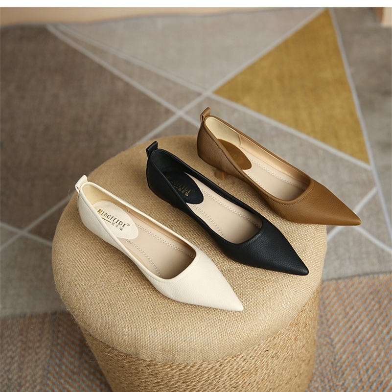 2024 Elegant Woman Pointed Toe Leather Fashion 5cm High Heel Four Seasons Versatile Female Mary Jane Shoes Comfortable Loafers 241010