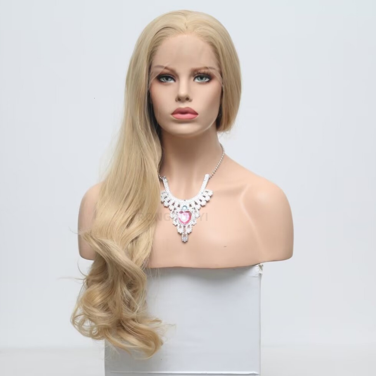 RDY Ash Blonde Natural Wavy Synthetic Lace Front Wig Glueless Layered Straight Honey Blond Hair Frontal Wigs for Women Daily