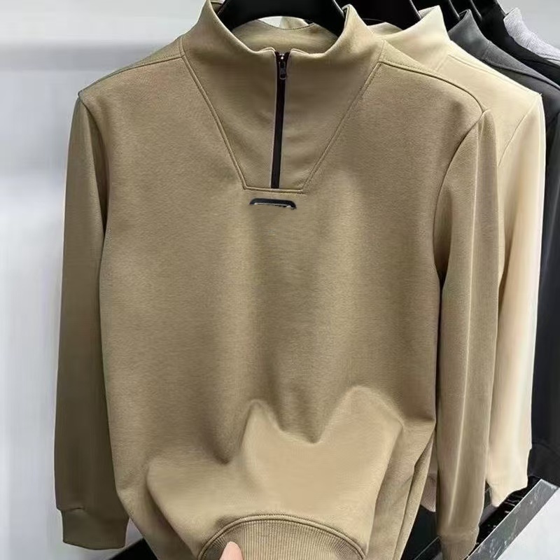 Men's casual high-end explosive half zipper pullover no hat autumn hoodie design sense of new fashion brand loose all match outside wear