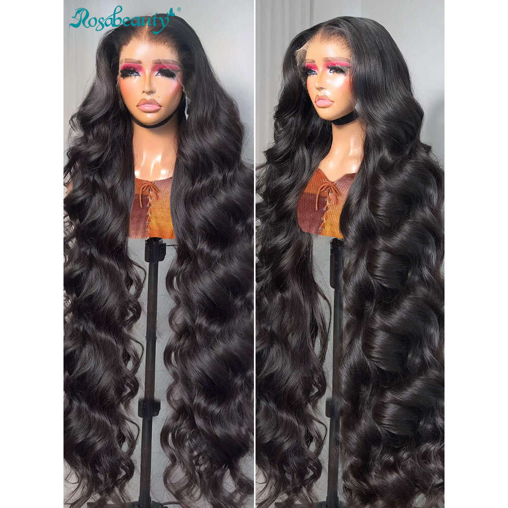Inch Water Wave HD Lace Frontal Human Hair Wigs Transparent x Body Front Wig Pre Plucked For Women
