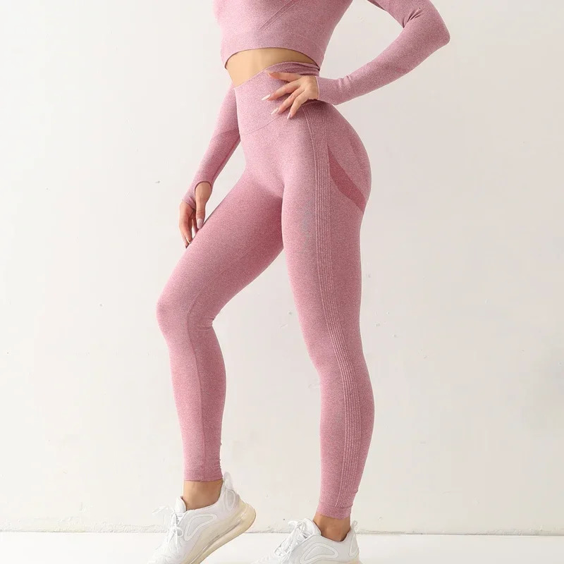 Women Sport Seamless Leggings High Waist Elastic Solid Yoga Gym Trainning Joggings Pants Female Accessories 241028