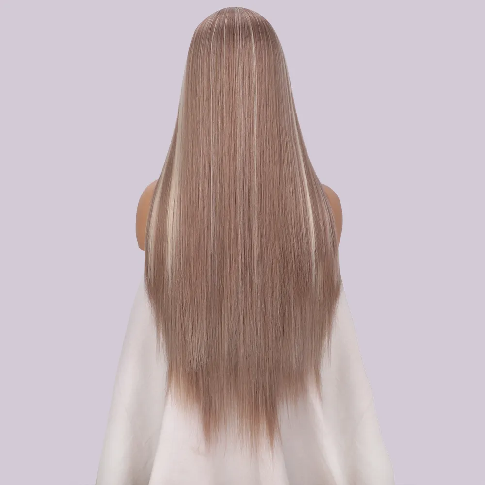32 Inch Highlight Wig Hair Hd Lace Frontal Wig Glueless Preplucked Blonde Wig Colored Bone Straight Lace Front Wigs Synthetic