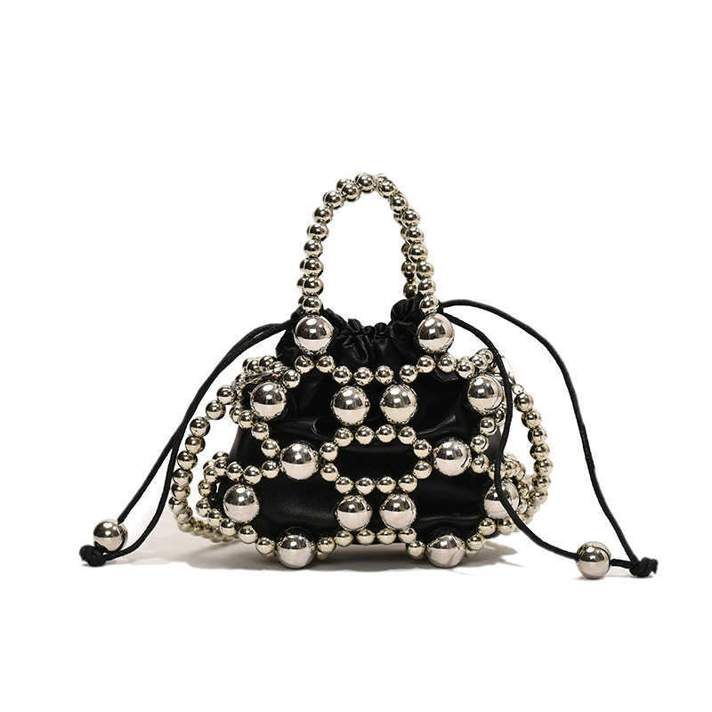 CMM Summer Small Bag New Small Fragrance Pearl Single Shoulder Womens Single Shoulder Crossbody Hollow Woven Bag Trend