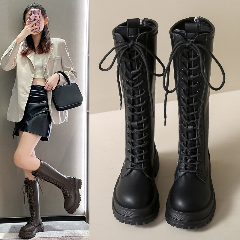 Winter Trendy Fashion Boots: Versatile Thick Sole Design for Women, Black/Beige/Brown ad0e