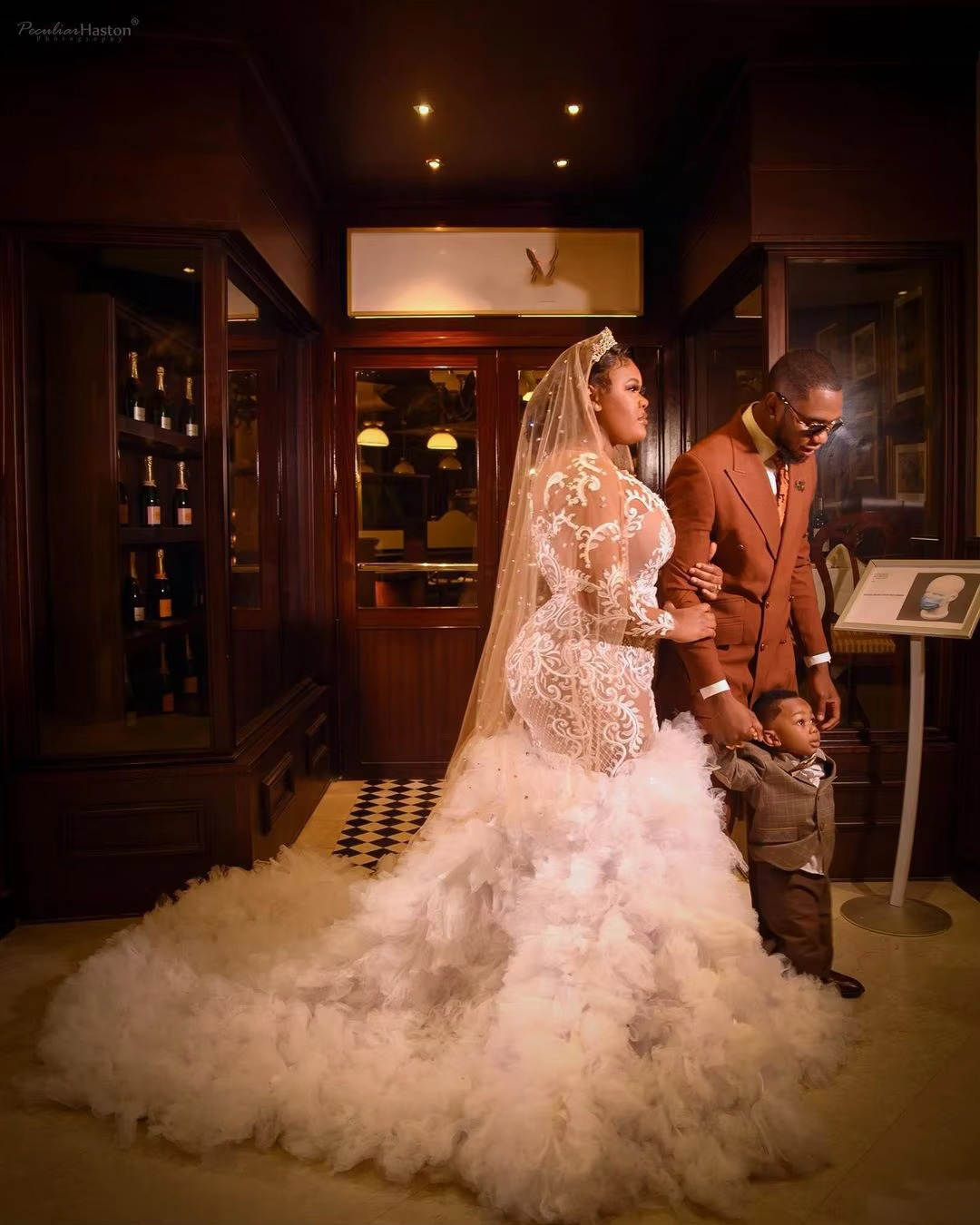 Luxury O Neck Mermaid Wedding Dresses Women Plus Size Full Sleeve Lace Bride Dresses Tiered Ruffles Bridal Gown