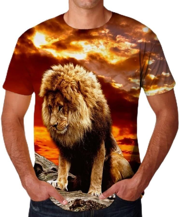 Mens T shirt Animal Tiger Lion 3D Printed Men Women T-Shirt cool Casual Short Sleeve Tee Tops tee Casual tops summer clothes Trendy patterns
