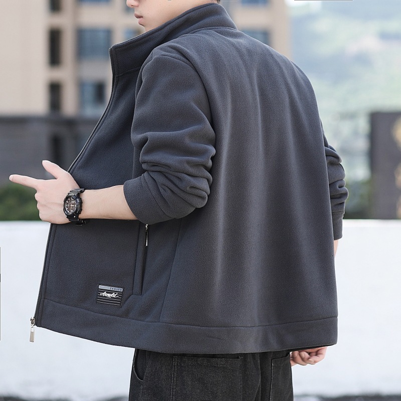 New designer rocking men's 2024 spring/summer new outdoor sports and leisure thick oversized stand up collar fleece jacket