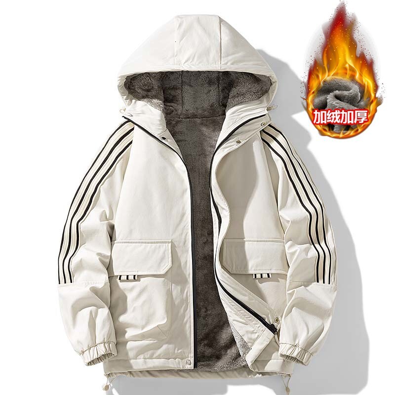 2024 autumn and winter new designer plus size men's multifunctional fleece hooded jacket, warm and thick sportswear
