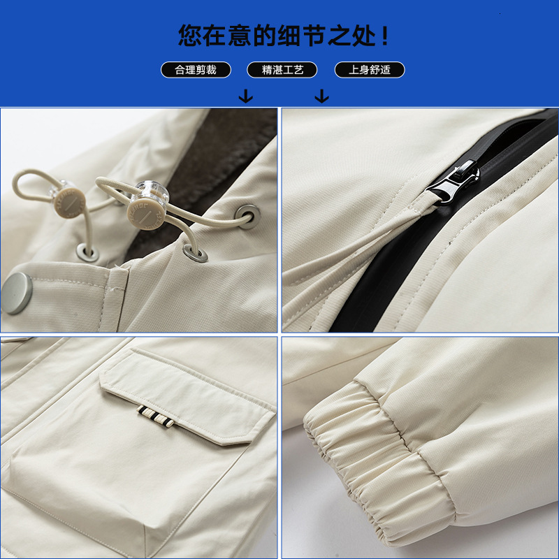 2024 autumn and winter new designer plus size men's multifunctional fleece hooded jacket, warm and thick sportswear
