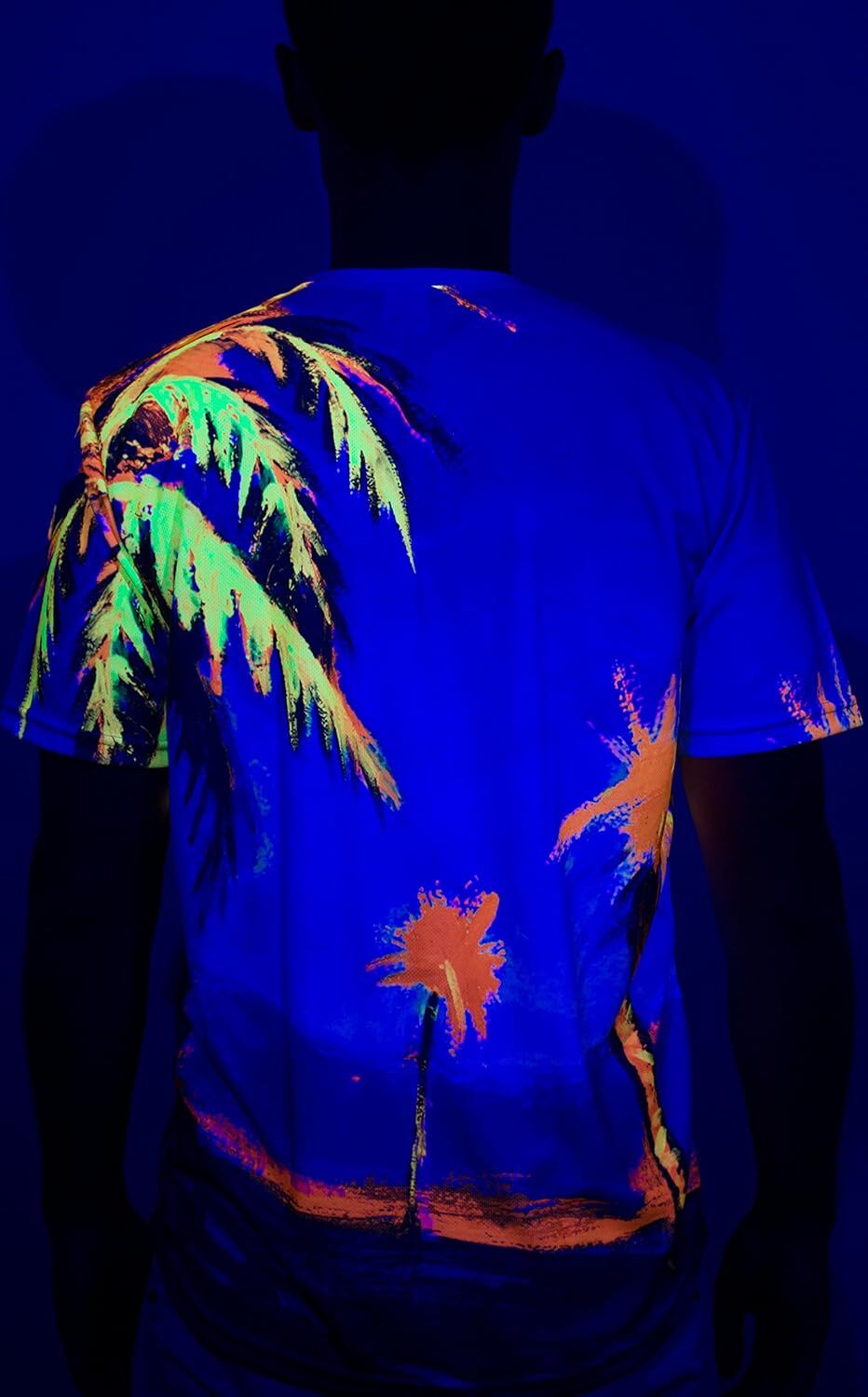 Mens T shirt Ultraviolet Fluorescent Handmade Art Neon Blacklight Reactive Print Casual tops summer clothes Trendy patterns cool