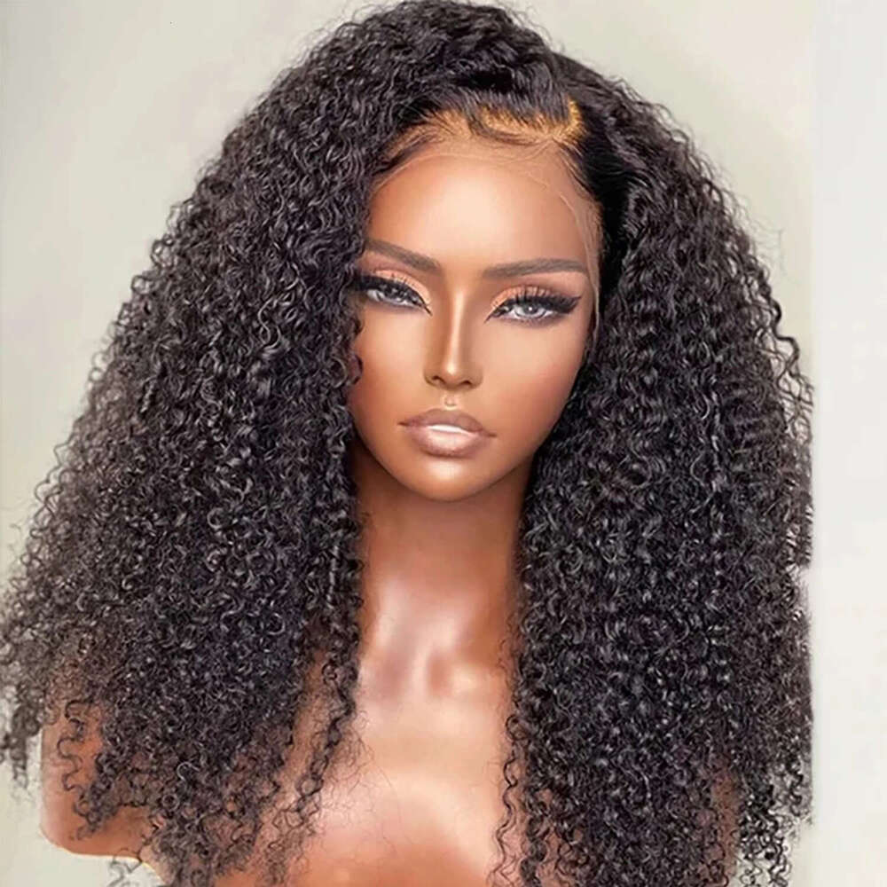 QT Brazilian x Kinky Curly Lace Front Wigs Transparent Frontal For Black Women Pre Plucked With Baby Hair