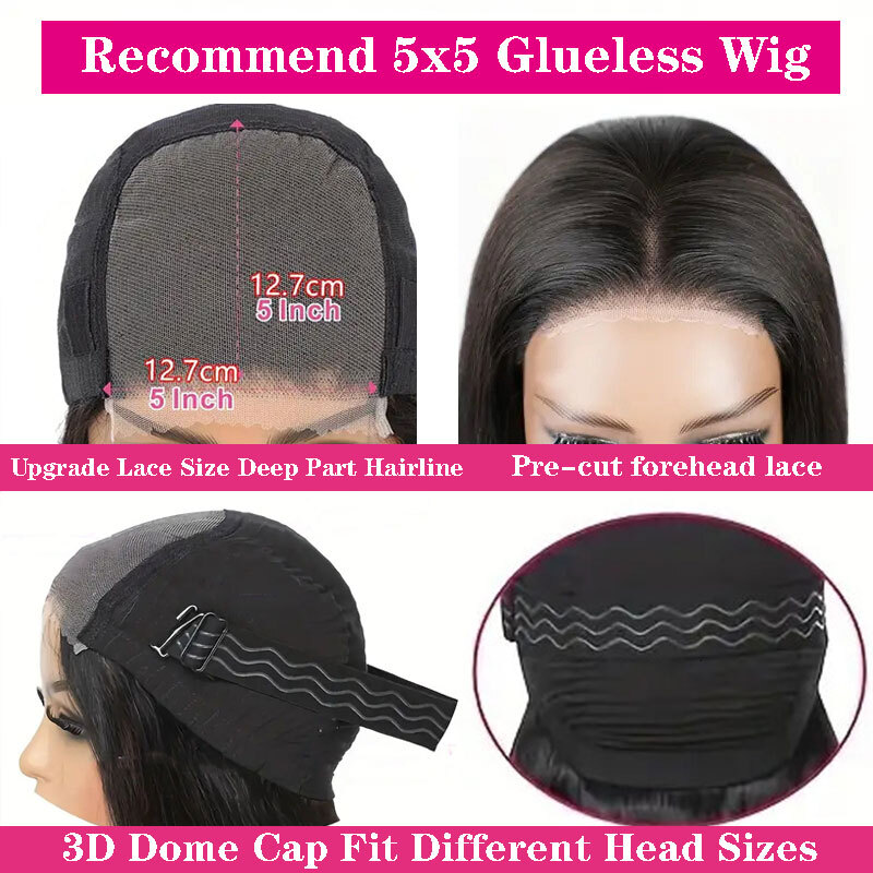5x5 Highlight Glueless P4/27 Straight Front Human Hair Wigs Pre Cut Honey Blonde Colored 13x6 Lace Frontal Wig
