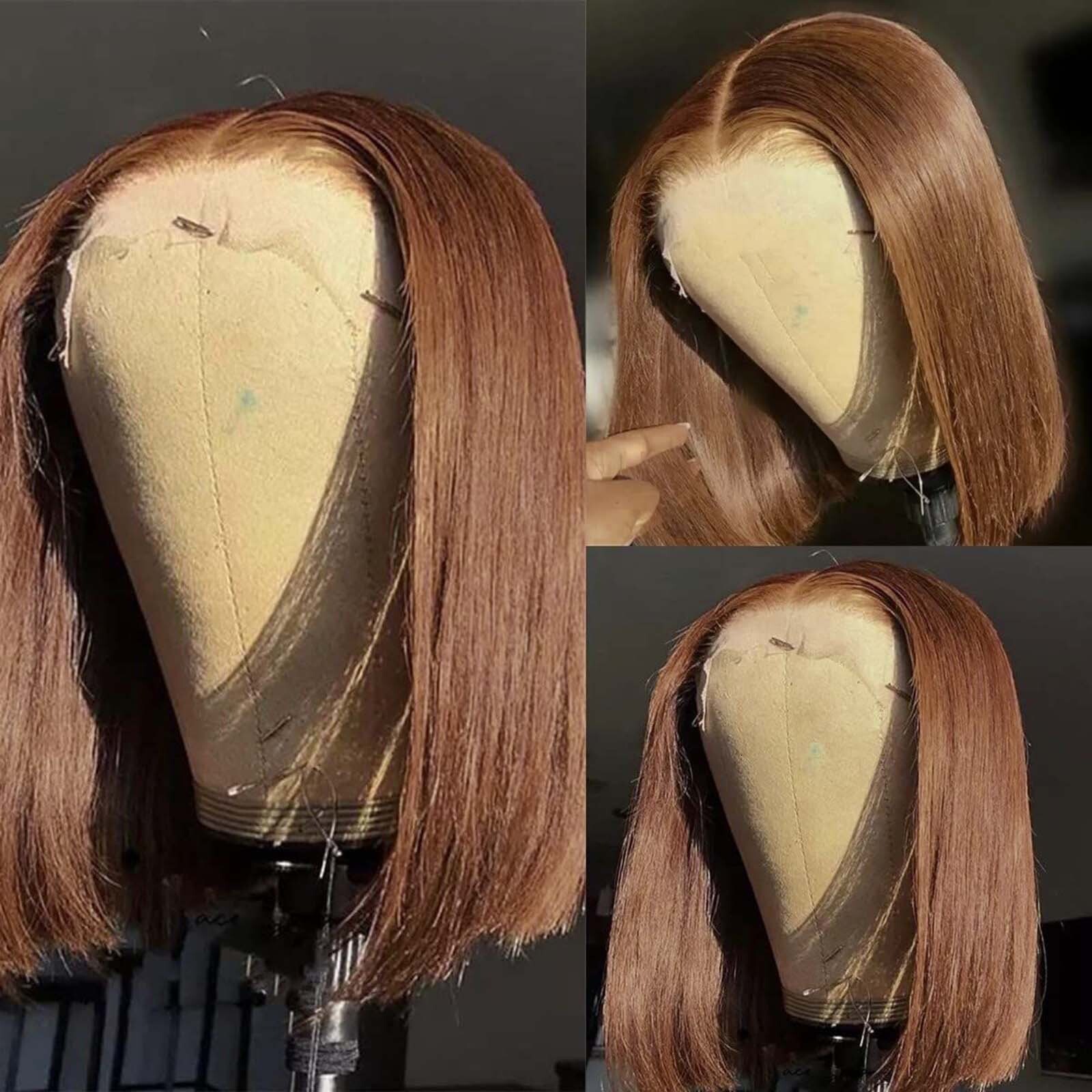 Brown Bob Short Synthetic Front Wig Glueless Frontal Chocolate Brunette Colored Hair Lace Wigs for Women Party