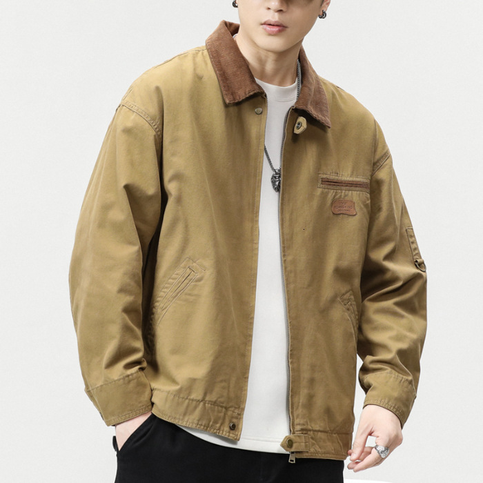 2024 new designer Danbaoni autumn and winter new men's washed zipper lapel long sleeved top