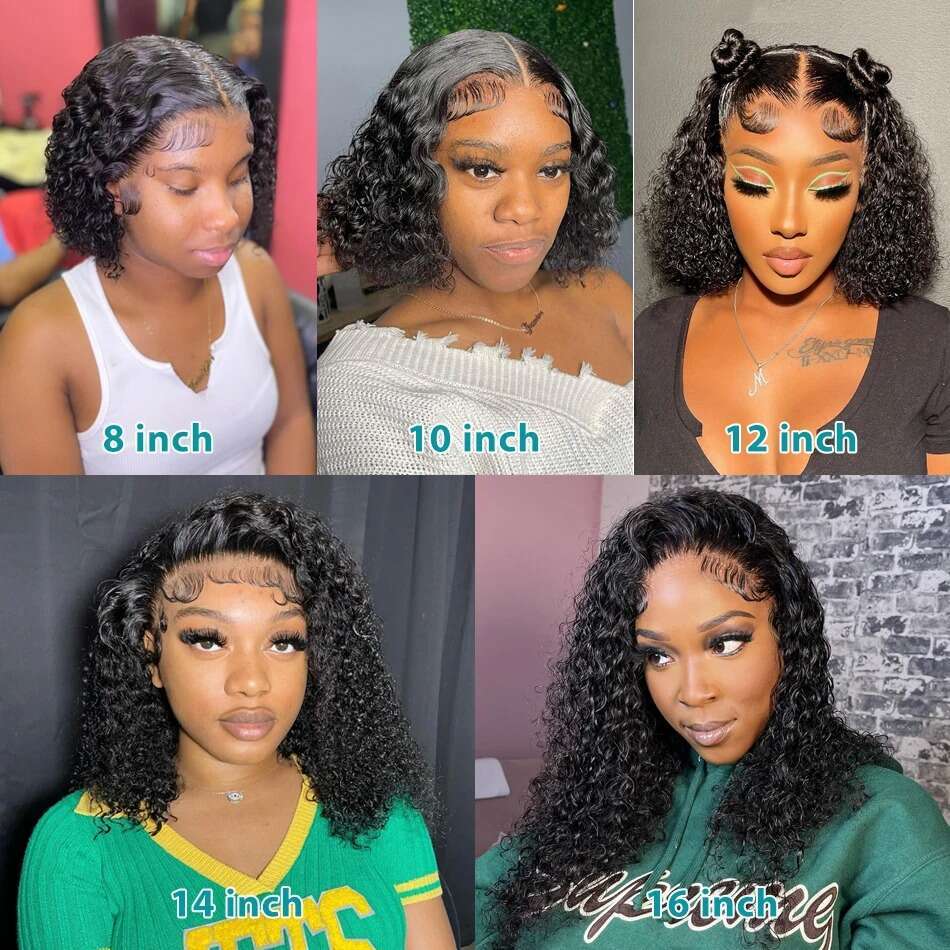 X Curly Short Bob Lace Frontal Human Hair Wigs Deep Water Wave Front Wig Closure Brazilian Remy
