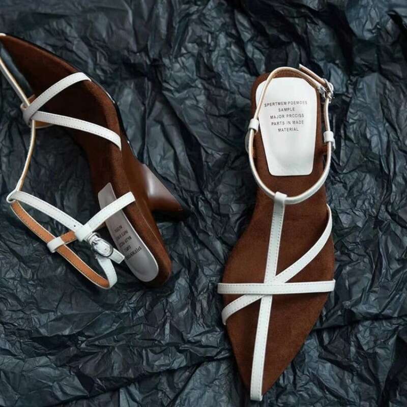 Women's Designer Sandals 2024 Summer Fashion Pointed Toe High Heels Simple Thin Strap Female Sgback Sandal Sandalias De Mujer