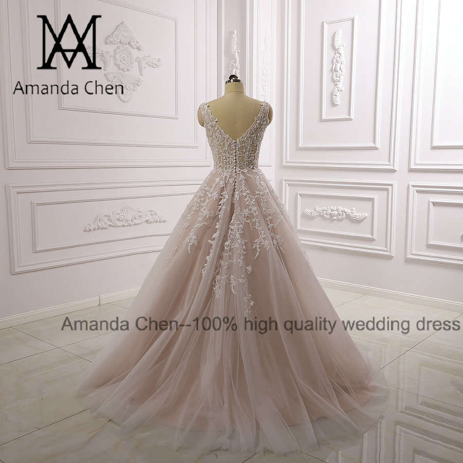 robe soiree Cap Sleeve V-Neck Lace Appliques Simple Elegant Wedding Dress