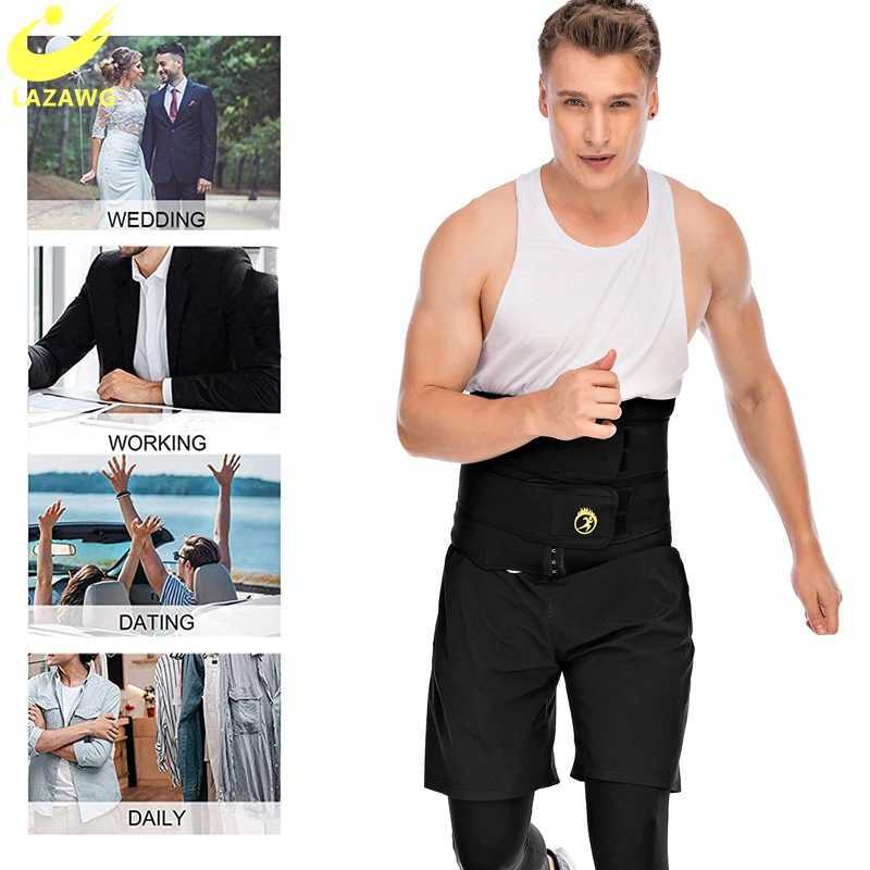 LAZAWG Men Fitness Bandage Wrap Waist Trainer Shapewear Belt Slimming Tummy Belt Corset Top Stretch Waist Cinchers Body ShaperXJ241028