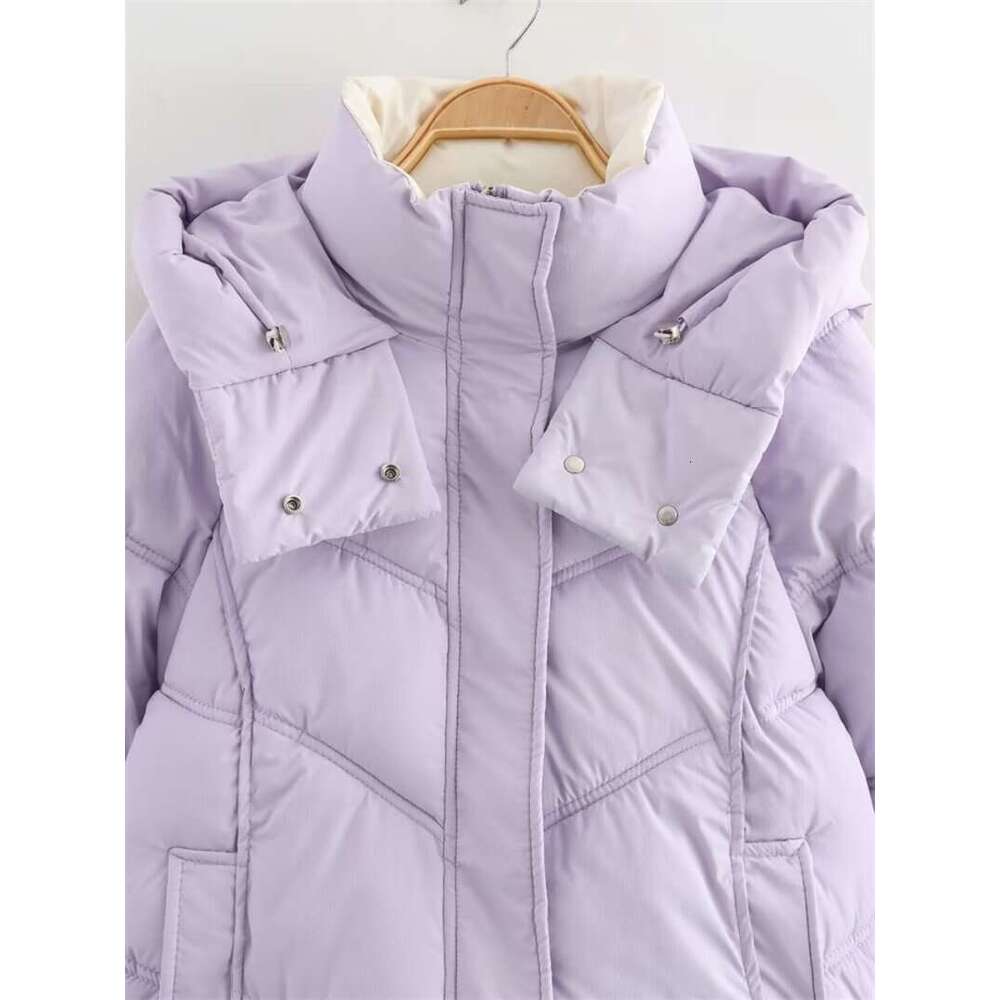 TRAFZA Women Fall Winter Padding Five-Color Hooded Zipper Loose New Fashion Casual Versatile Jacket Coat