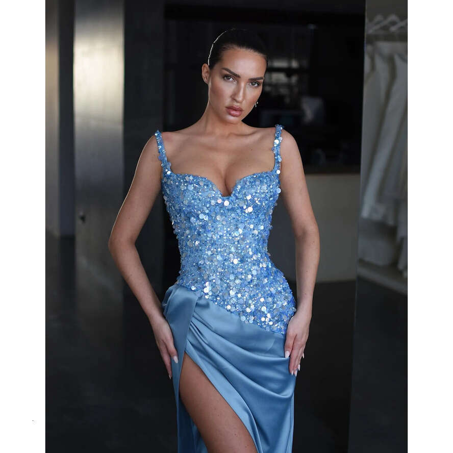 Mermaid Prom Dresses Sequins Spaghetti Evening Split Formal Long Special Ocn Party Dress 0516