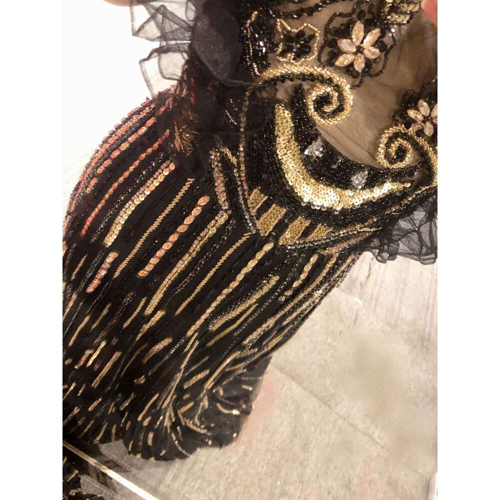 Real Picture Zuhair Murad Black Golden Bead Elegant Custom Made urious Evening Party Dress New or Length Handmade 2024