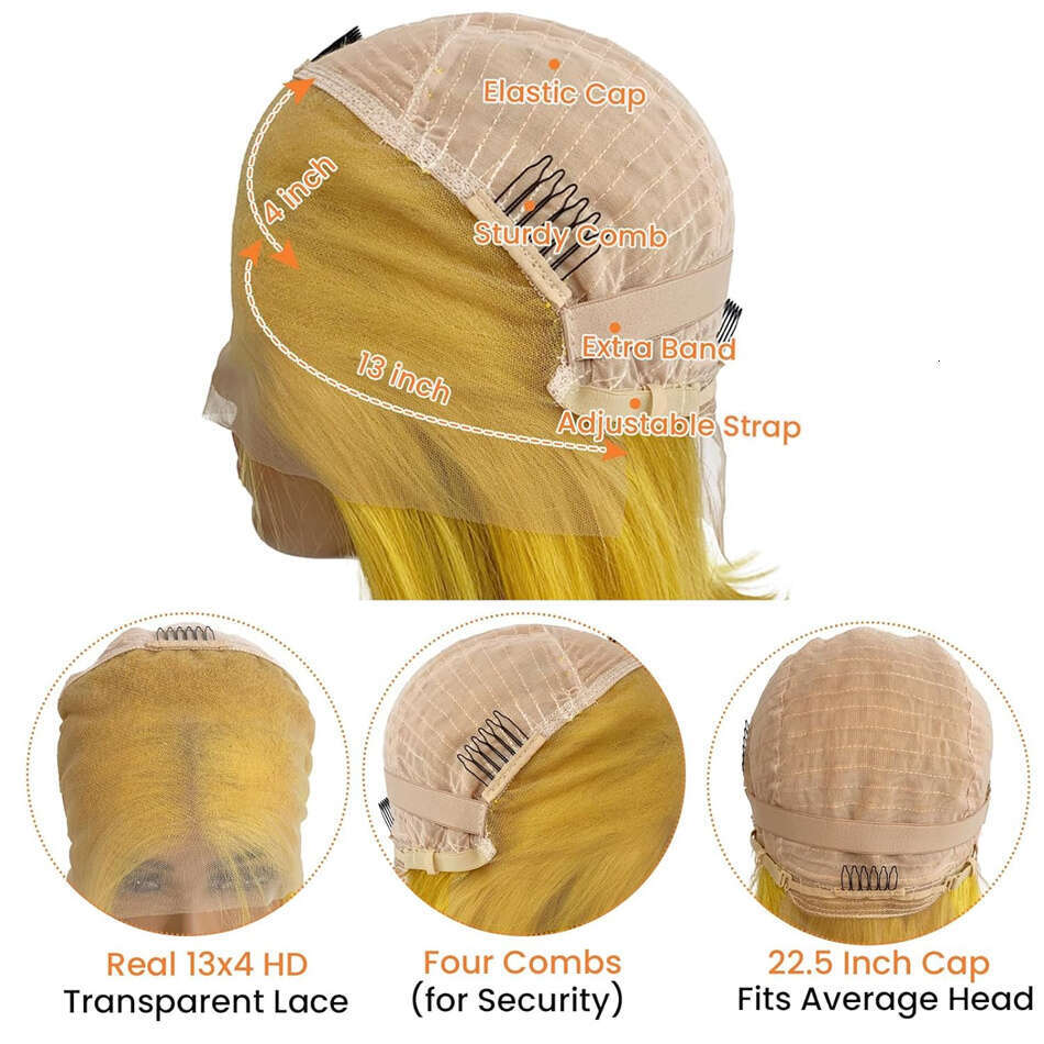 Inch Light Yellow Lace Front Wig Human Hair x Raw Body Wave Transparent Colored Virgin Wigs ForWomen