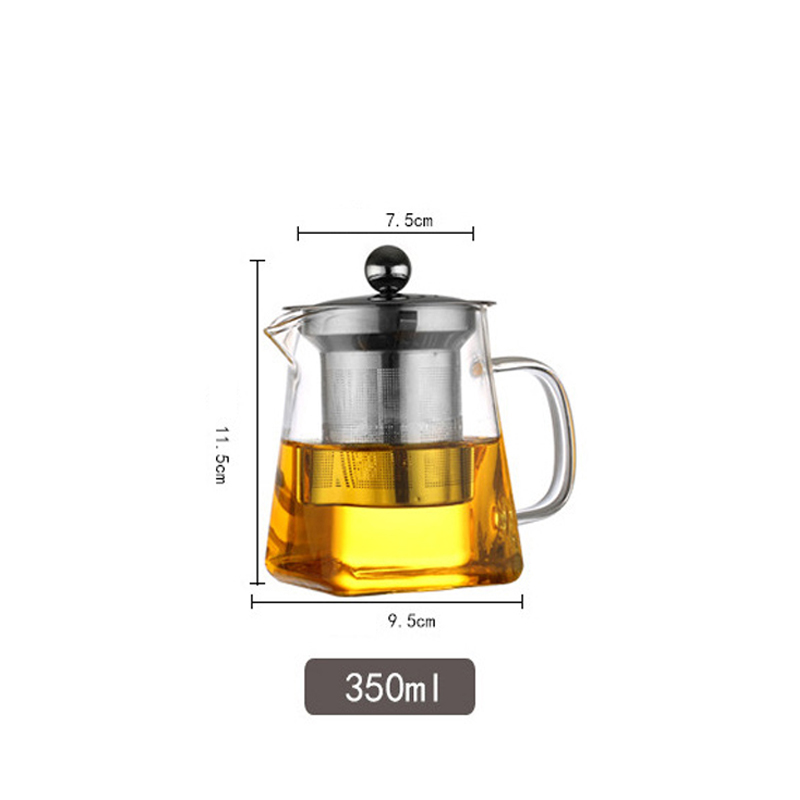 350ML Clear Borosilicate Glass Teapot Tea Tool With Stainless Steel Infuser Strainer Heat Resistant Loose Leaf Teas Pot