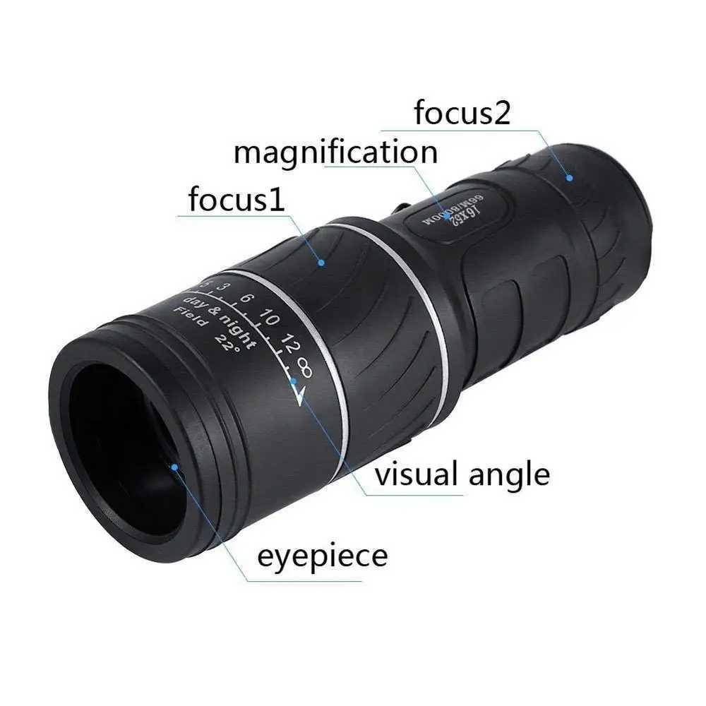 16x52 Telescope Day Night Vision HD OPTICS BAK4 Night Vision full optical Monocular Telescope Outdoor Sports TelescopeXJ241028