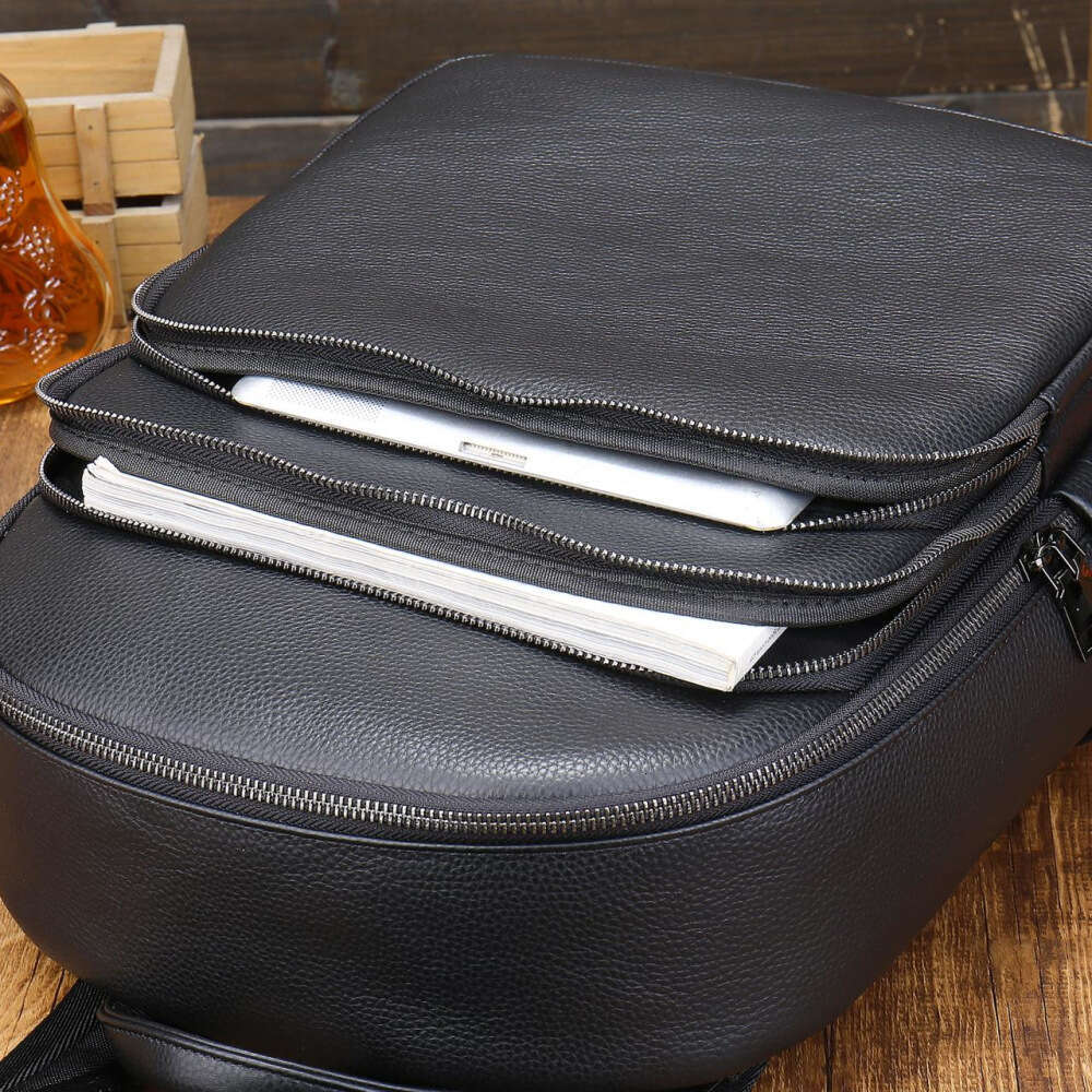 new first layer cowhide leather mens backpack 17 inch laptop bag large capacity school business daypack vintage travel rucack