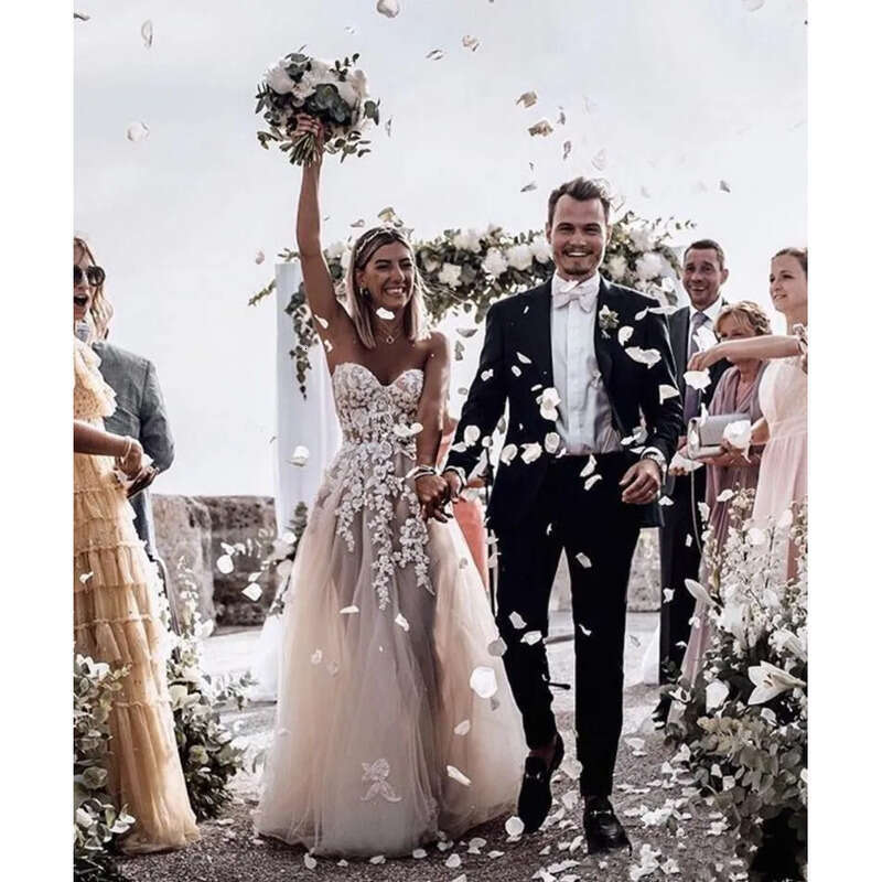 Beach Country Style 3D Ral Appliques Wedding Dresses A-E Sweetheart Bohemian Bridal Gowns For Brides Robe De Marie