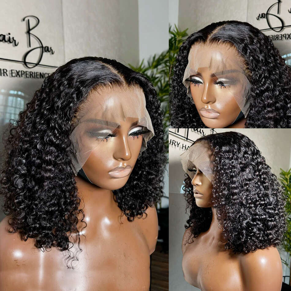 X Curly Short Bob Lace Frontal Human Hair Wigs Deep Water Wave Front Wig Closure Brazilian Remy