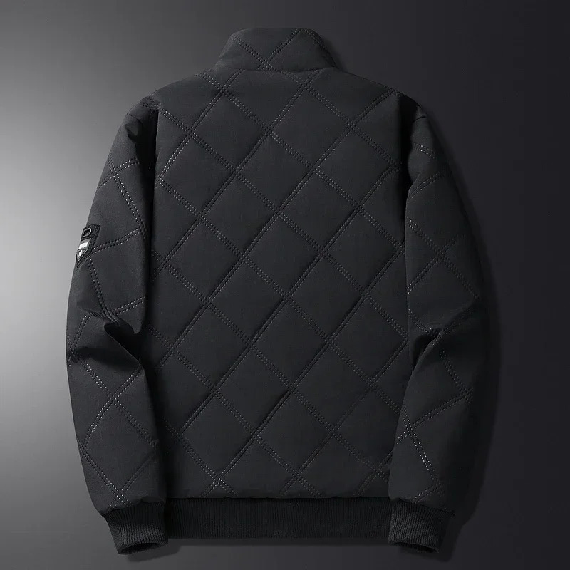 Puffer Jacket Men Thick Warm Winter Jackets Solid Color Parkas Man Cotton Padded Outwear Coats Casual Stand Mens Clothing Top 241024