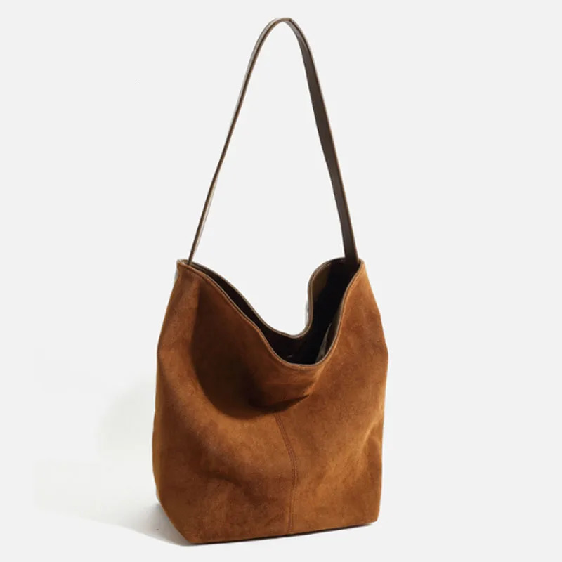 Large Capacity Handbag High Quality Matte Leather Women Bag Water Bucket Tote Versatile Shoulder 241021