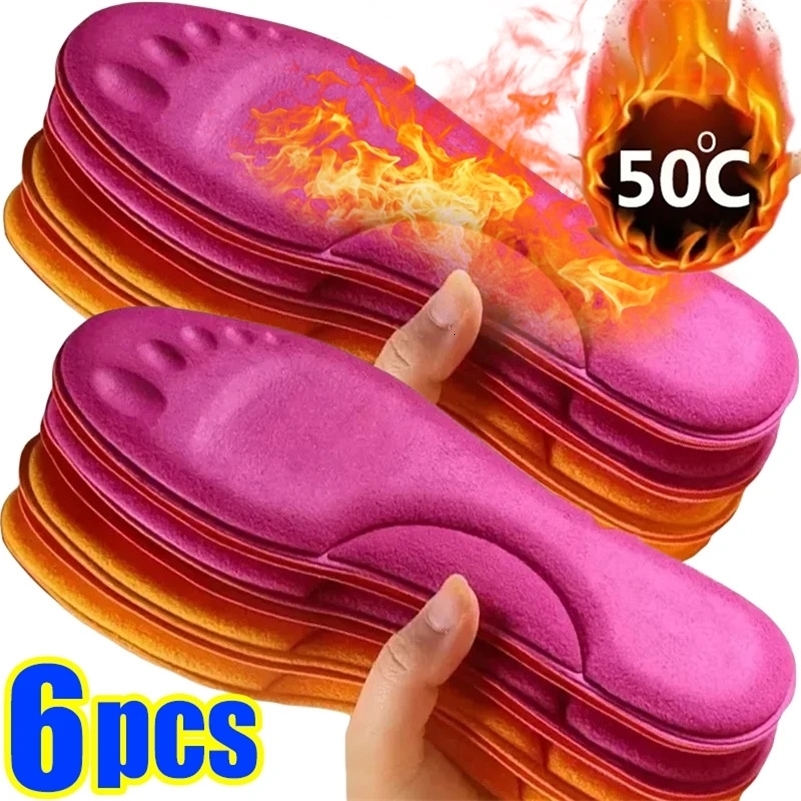 Winter Fur Self Heating Insoles Foot Thermal Thicken Insole Memory Foam Shoe Pads Warm Sports Shoes Inserts for Women Men 241010