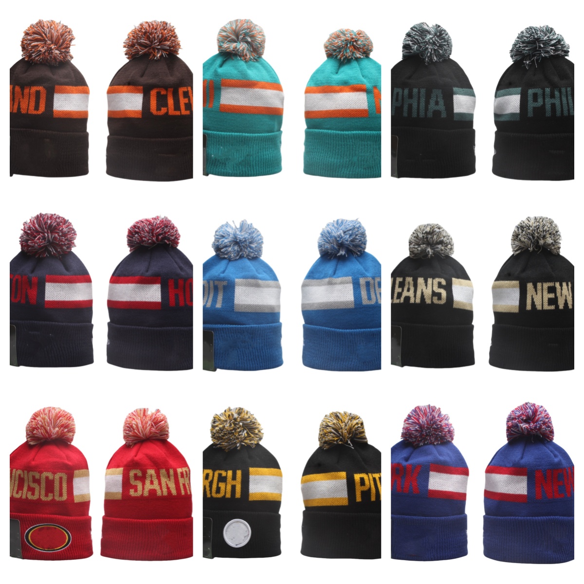 2025 Football Beanies Sideline Tech Cuffed Knit Hat Pom Beanie Hat Teams Knits Hats Mix And Match All Caps