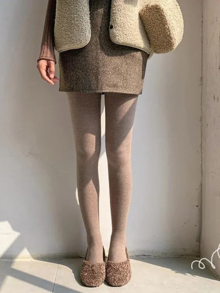 Winter Warm Leg Womens Vertical Striped Casual Pants Thick Plush Cotton High Elasticity Solid High Waist Winter Pants 241028