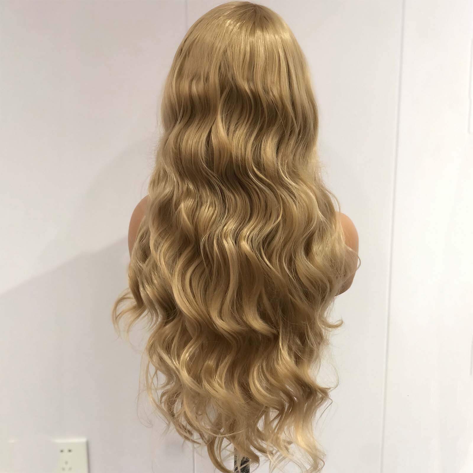 Ash Blonde Wig Loose Body Wave Synthetic Lace Front Long Curly Natural Wavy Honey Colored Hair 13X4 Frontal Wigs for Women