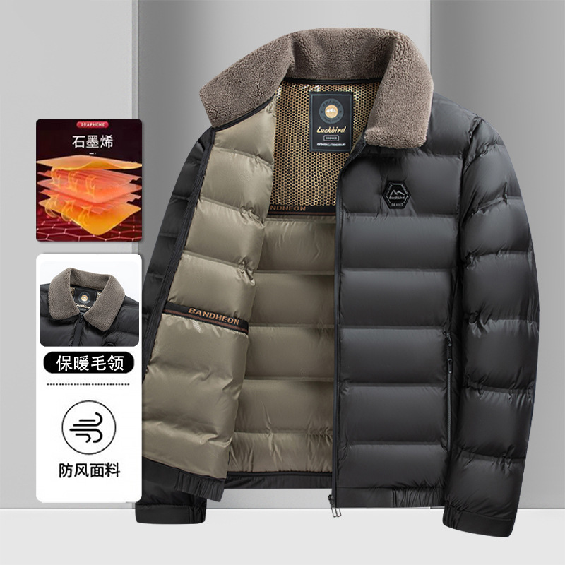 2024 Winter New Designer Collar Warm Solid Color Casual Business Short Style Dad's Cotton Jacket