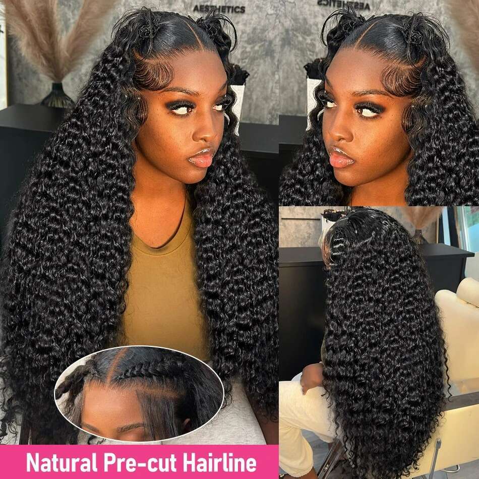 Density Inch Deep Wave x HD Transparent Lace Frontal Wig Human Hair Water Curly Front Wigs For Women